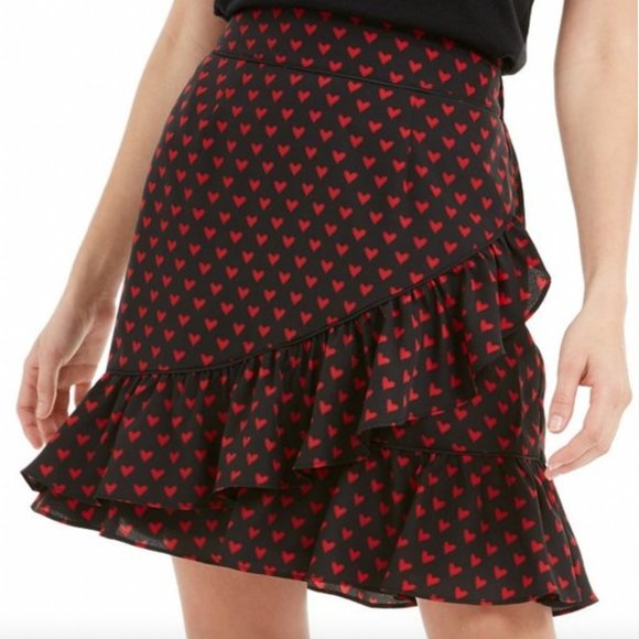 Maison Jules Dresses & Skirts - Maison Jules | Womens ruffled Skirt with Black Printed Heart